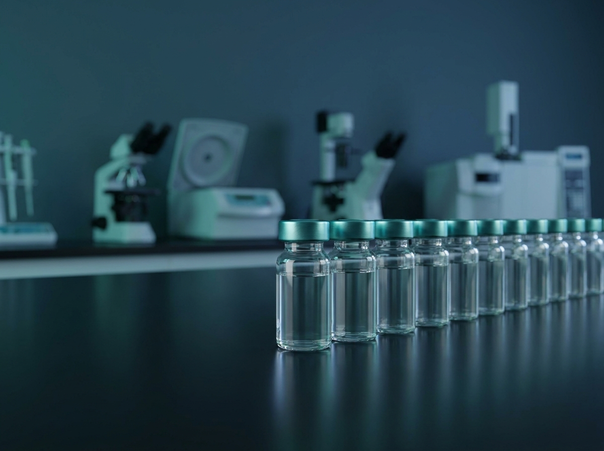 Research laboratory vials and testing documentation