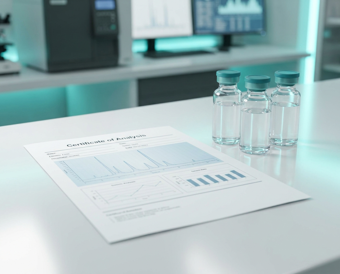 Certificate of Analysis and research vials